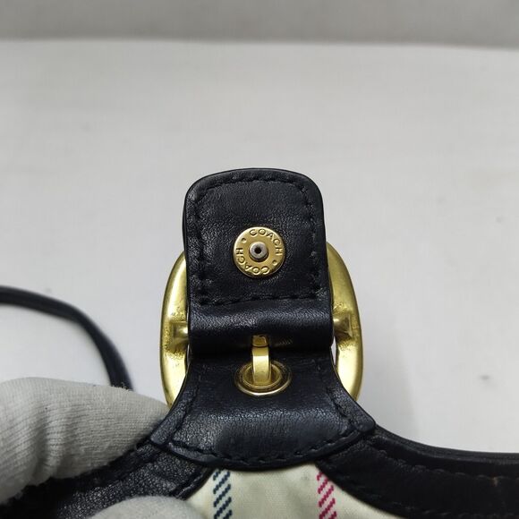 Coach Bleecker Black Canvas Leather Trim Signature Buckle Flap Closure Wristlet - Picture 16 of 16